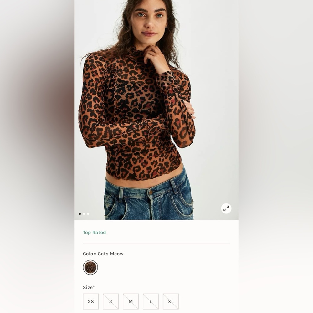 Free People Charlie Mesh Animal Print Sheer Top - Picture 15 of 16